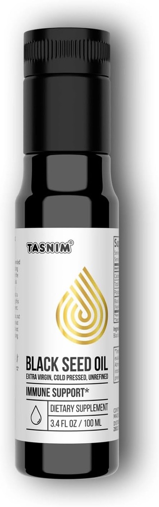 100% Ethiopische BlackSeed Oil 3,4 Fl Oz - Cold Pressed Black Seed Oil for Immune Support, High Potency 5,7% - 21% Thymochinon Skin, Hair & Overll Health - Unaffilated Black Cumin Seed Oil - Glutenvrij