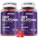 Melatonine Gummies 10mg 20mg voor Volwassenen, Melatonine 10 mg per Gummy met Ashwagandha, Magnesium Glycinate, GABA, L-theanine, Valeriaanwortel & Citroenbalsem, Rest Support Supplement, Druivensmaak, 2-pack