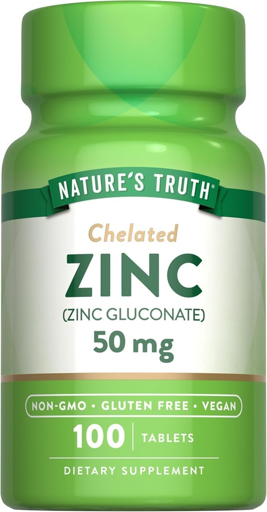 De waarheid van de natuur Gecheld zink 50 mg tabletten - 100 st, verpakking van 2