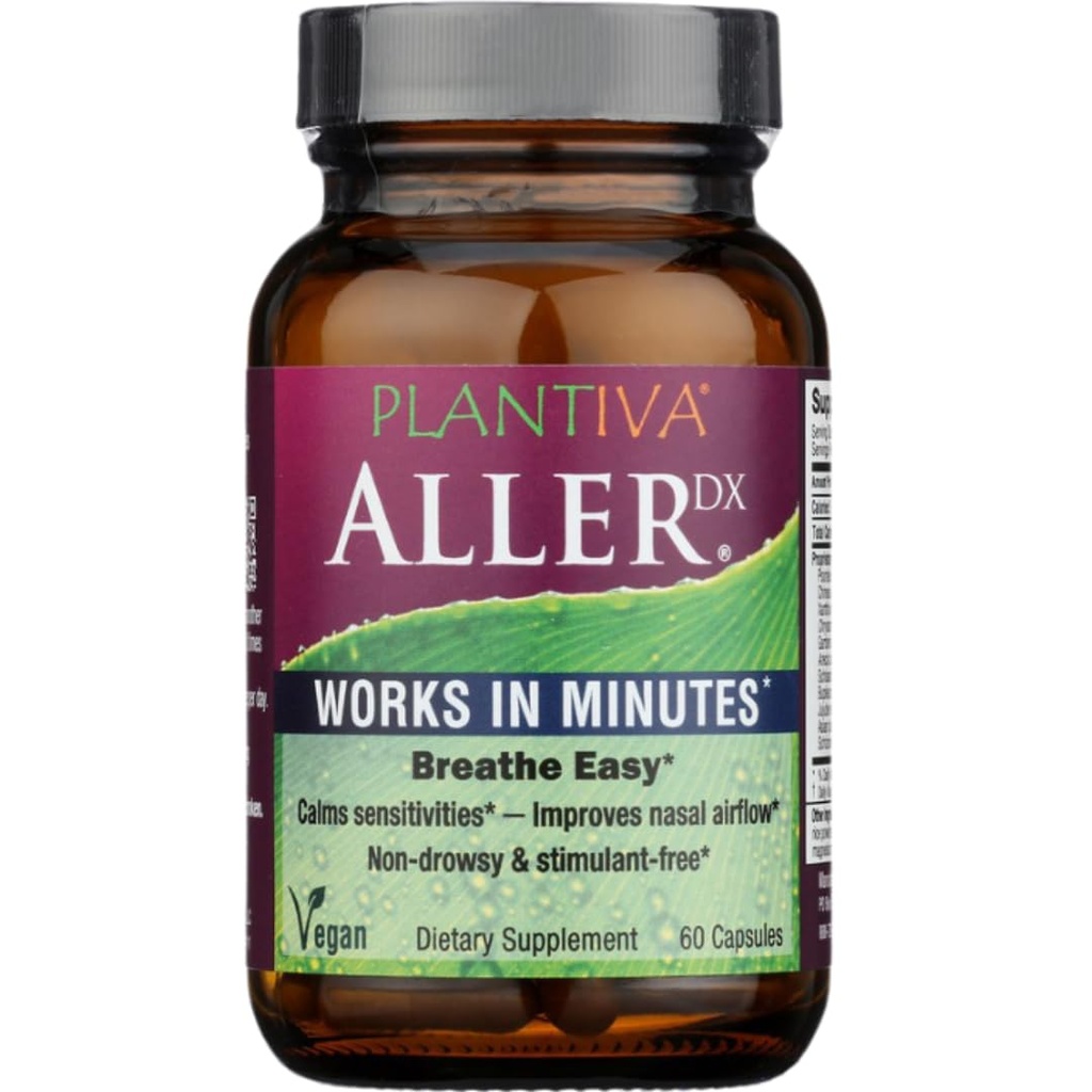 AllerDx Natural Herbal Seasonal Support Supplement - Non-Drowsy, Stimulant Free, Fast-Acting Respiratory Support - 60 Capsules