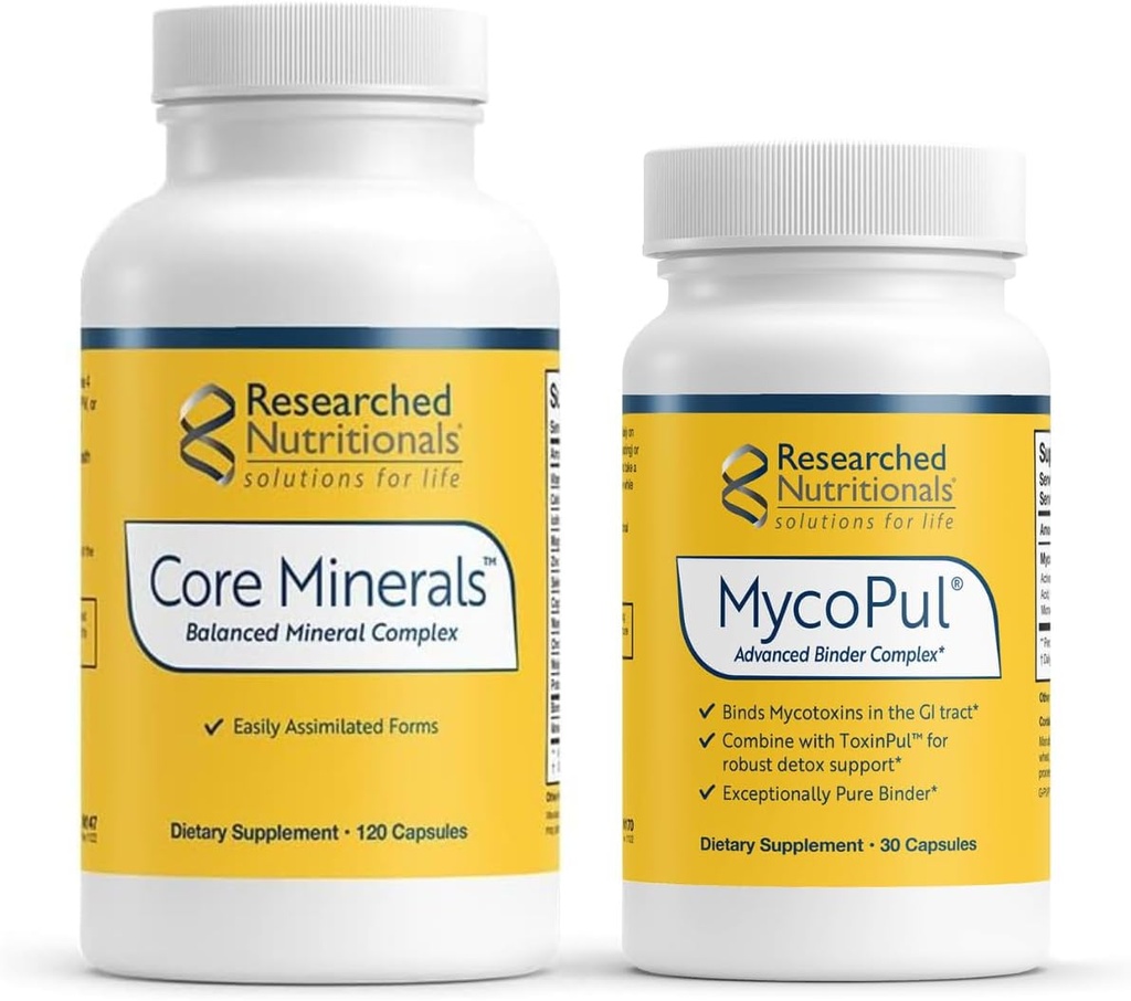 Onderzoek naar de voeding MycoPul Binder & Core Minerals Bundle - Ondersteuning van de status van mineralen in het lichaam tijdens de Binder Protocollen (2 producten)
