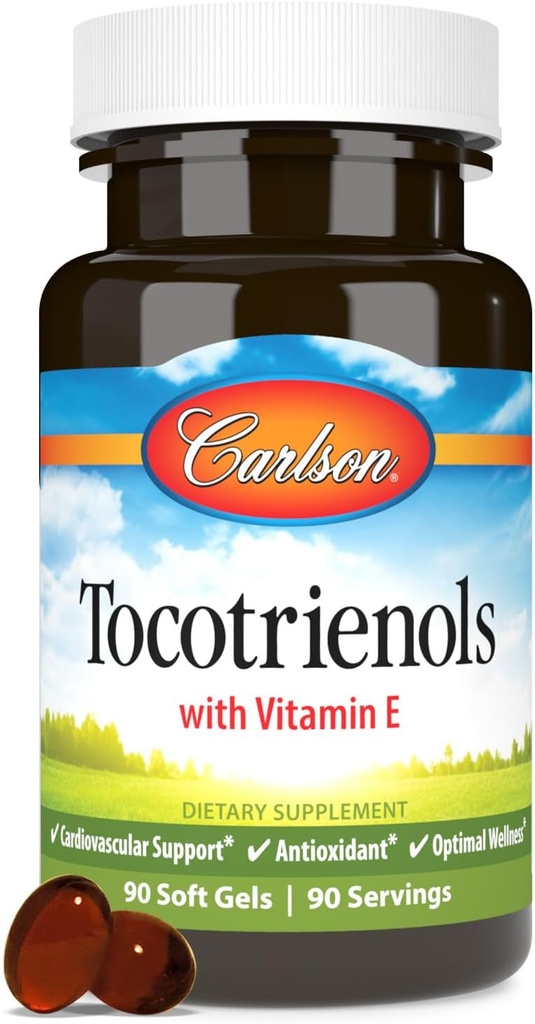 Carlson - Tocotrienols, 40 mg, with Natural-Source Vitamin E, Gamma, Alpha, Delta, Beta, Sustainably Sourced, 90 Softgels