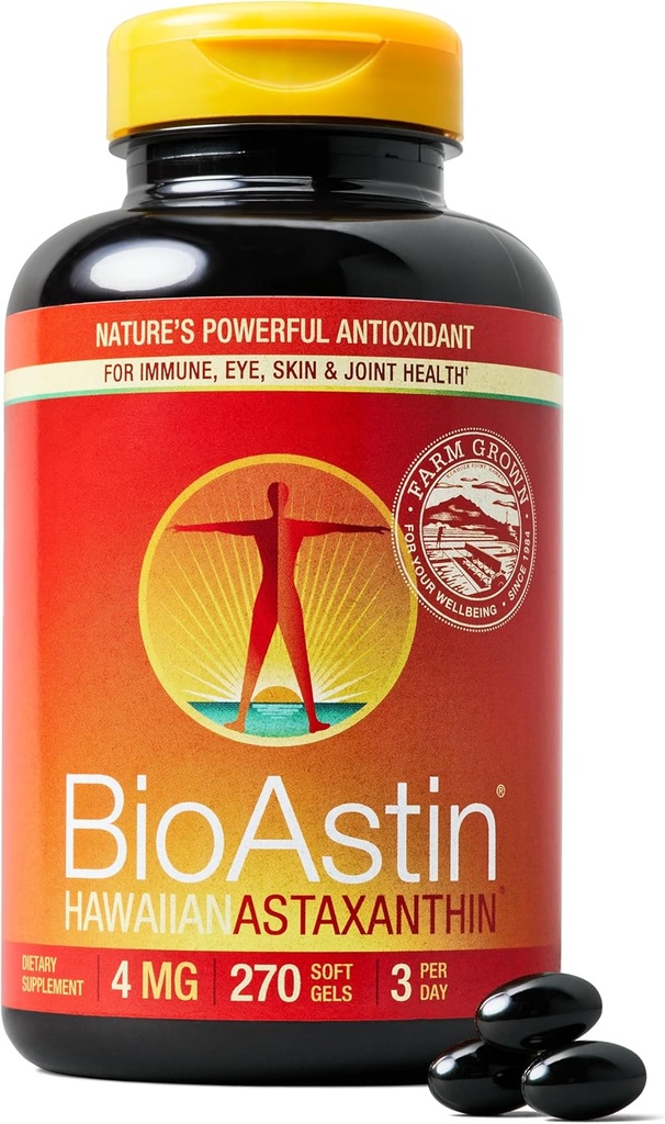 Nutrex Hawaii BioAstin Hawaiian Astaxanthine - 4mg, 270 Softgels - Farm-Direct Premium Antioxidant Supplement to Support Eye, Skin, Joint & Immuun System Health -Non-GMO & Gluten-Free