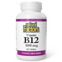 Natuurlijke factoren, vitamine B12 Cyanocobalamine 1000 mcg, ondersteunt energie en rode bloedcelproductie, 60 tabletten (60 porties)