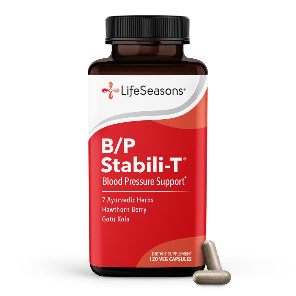 LifeSeasons B/P Stabili-T - Support de la pression artérielle - Supplément pour le coeur en santé et la circulation - Ashwagandha, Arjuna, Gotu Kola et Hawthorn Berry - 120 capsules