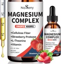 Magnesium Glycinate Liquid 400mg, Hoge Absorptie Magnesium Complex soepelmen met Vitamine B6, D, C ter ondersteuning van Slaap, Spier, Zenuwgezondheid, Non-GMO Glutenvrije Vegan (2 Fl Oz/Strawberry)