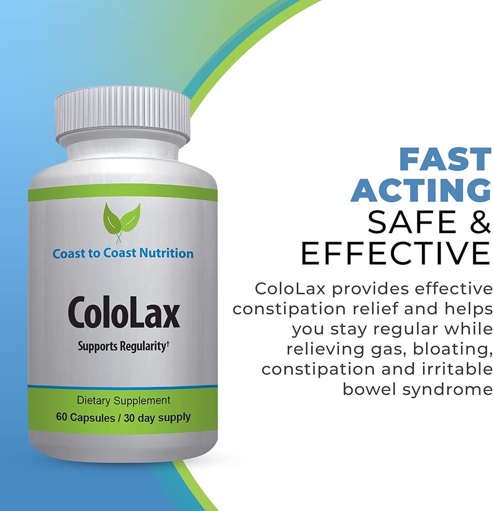 ColoLax Verstopping Verlichting voor volwassenen - Stool Softener & Colon Reiniging met Psyllium Husk - Ondersteuning voor Regularity, Verlichting van Gas & Bloating, en Digestie Ondersteuning - 60 Capsules
