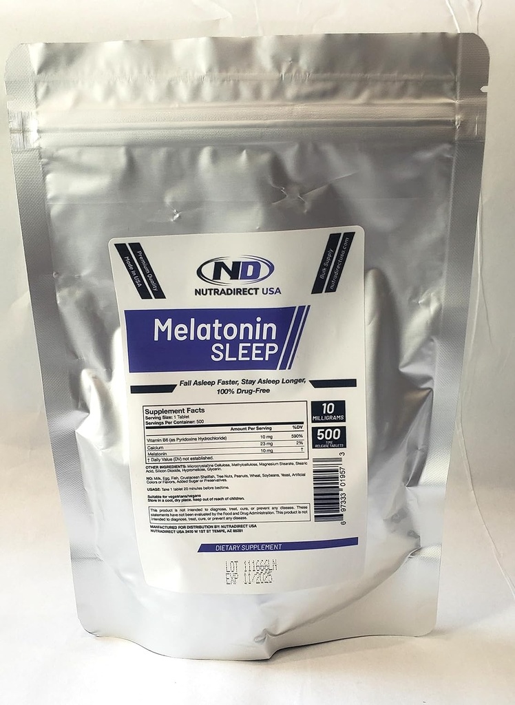 NutraDirect Melatonin 10mg Time Release - 500 Tablets