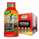 Vitamine Energie Focus+ Extra sterkte Energie Shot Mango 48 Pack, 260mg Natural Cafeïne, B-Vitamins, CoQ10, Aminozuren, Focus, Productiviteit & Duidelijkheid, Zero Sugar, Gluten-Free, 1,93 fl oz
