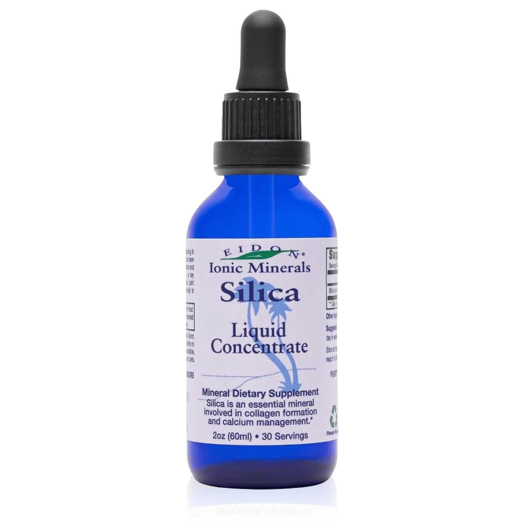 Eidon Liquid Silica Mineral Concentrate - Silica Supplement voor haar, huid en nagels, druppels ter ondersteuning van collageen productie, helpt bij het beheren van calcium, Geen toegevoegde suiker - 2 oz