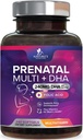 Prenatale vitamines met foliumzuur & DHA, foetale hersenontwikkeling Ondersteuning met folaat & Omega 3's, prenatale multivitamine voor vrouwen, vitamine A, C, D, B6, B12 & ijzer, zwangerschapssupplement - 240 Softgels