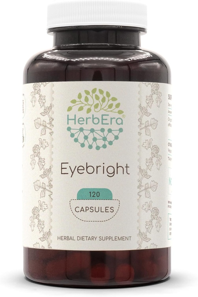 HerbEra Eyebright 120 Capsules, 500 mg, Responsibly gekweekt Gemaakt met Eyebright (Euphrasia spp.) Gedroogde kruiden (120 capsules)