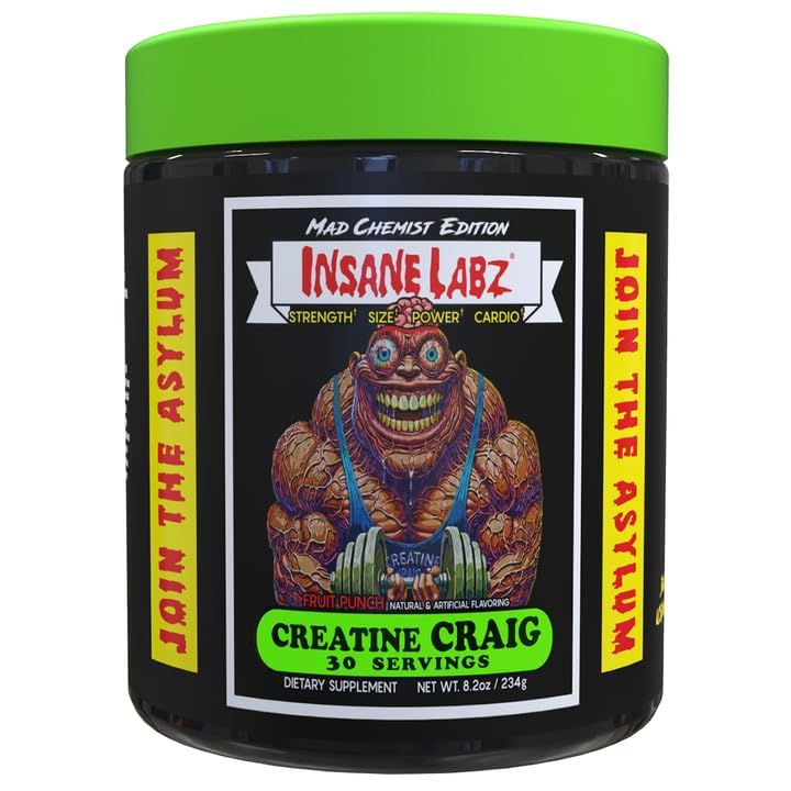 Insane Labz Creatine Craig - Flavored, Pre Workout, Post Workout, Build Muscle (30 Serves (pack van 1), Fruit Punch)