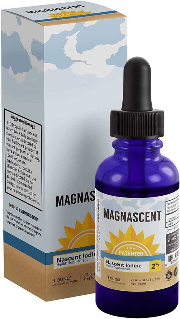 Nascent Iodine bio quotidien supplément de santé haute puissance 2% concentré gouttes d'iode liquide soutient l'énergie et le métabolisme (1oz/30ml)
