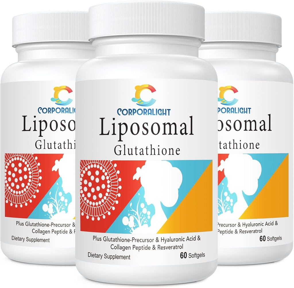 Liposomale Glutathion Softgels, Verbeterde Absorptie - Liposomale Levering, Actieve Vorm L-Glutathione, Cellulair, Immuunfunctie en Lever Detox, Rijk in Antioxidant Formule, Glutenvrij, 180 Softgels