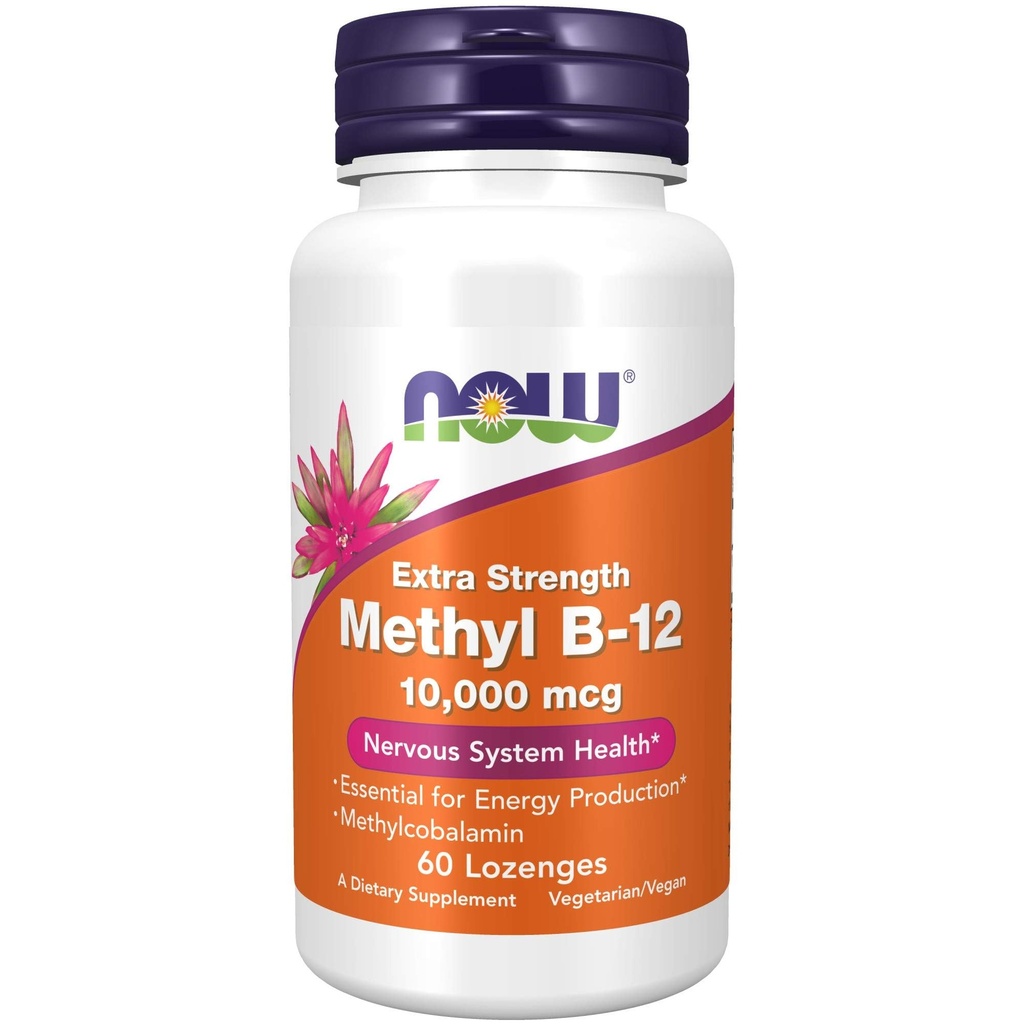 NOW Foods Supplements, Methyl B-12 (Methylcobalamine) 10.000 mcg, Zenuwstelsel Gezondheid*, 60 Lozen