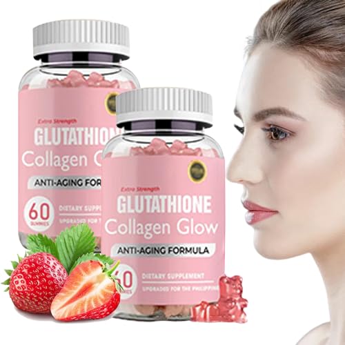 Glutathion Collagen Glow, Glutathion Collagen Gummies, Gummies collagènes pour les femmes soins de la peau, Gummies collagènes coréens pour rajeunir votre peau (2PCS)
