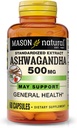 Mason Natural Ashwagandha 500 mg, Adaptogen for Stress & Energy Support, Herbal Supplement, 60 Day Supply