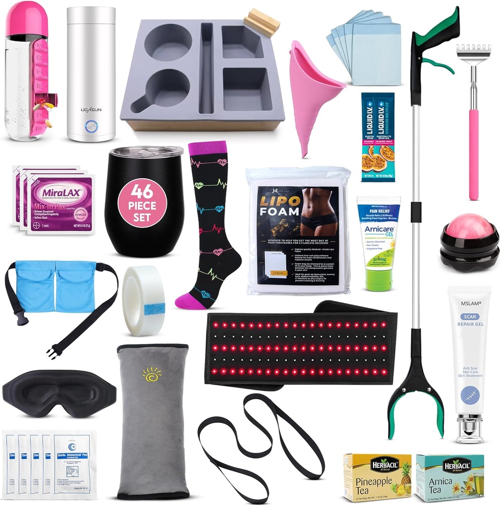 Ultieme Tummy Tuck Recovery Kit met Scar Care Red Light Therapy Wrap - Premium Post-Op Supplies en Moet Essentials hebben voor Mama Makeover