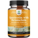 Pure Quercetin avec Supplément Bromelain pour Immune Aid - High Potent Quercetin 500mg Capsules avec Bromelain pour Immune Support et Respiration - Supplément respiratoire nutritionnel - 90 Ct