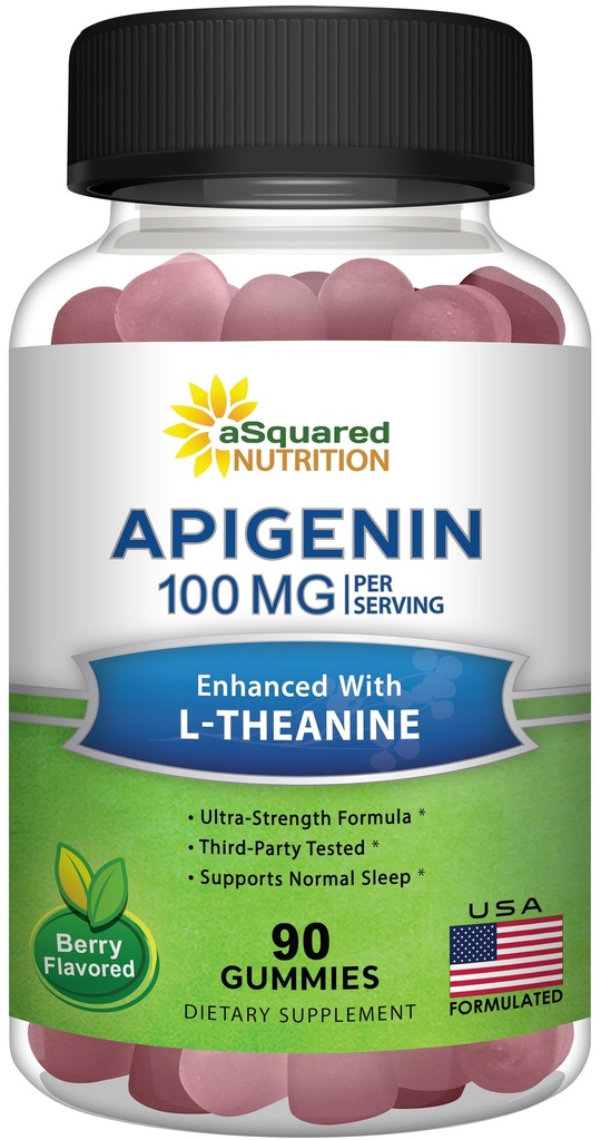 Apigenin 100mg met L-Theanine 100mg Gummies - Apigenin Supplement for sleep - Natural Extract Gummy Alternatief voor capsules, pillen, poeder en thee - 2 Per portie