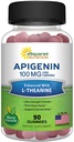 Apigenin 100mg met L-Theanine 100mg Gummies - Apigenin Supplement for sleep - Natural Extract Gummy Alternatief voor capsules, pillen, poeder en thee - 2 Per portie