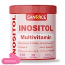 Myo & D-Chiro Inositol Multivitamin Capsules, 2000mg Myo-Inositol & 50mg D-Chiro Inositol 40:1 Blend, Vitamin B8 Supplement for Female Hormone (120 Capsules)