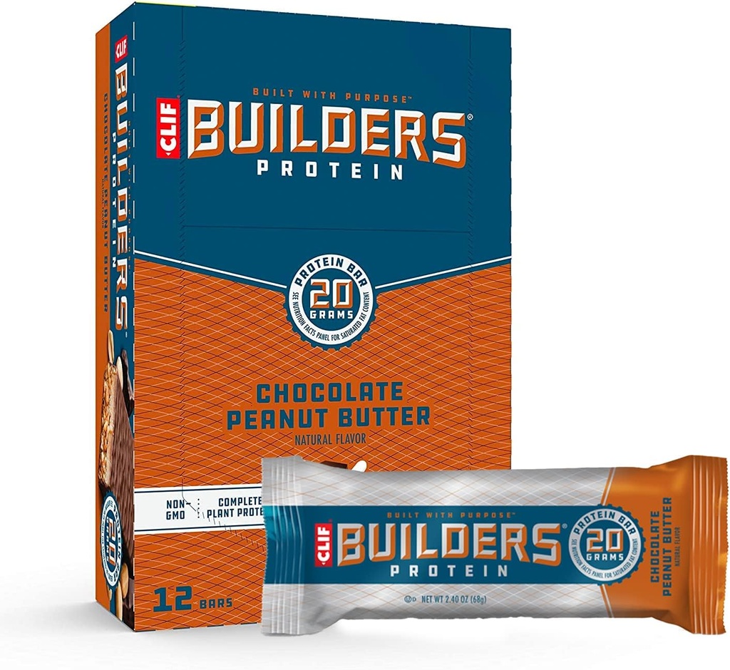 Clif Builders - Proteïne Bars - Chocolade Pindakaas Smaak - 20g Proteïne - Glutenvrij (2,4 Ounce, 12 Tel)