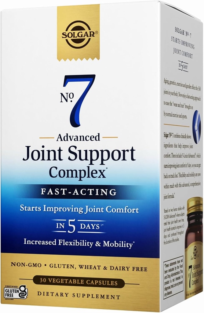 Solgar nr. 7 Advanced Joint Support Complex - Verhoogde flexibiliteit en mobiliteit - Niet-GMO, Gluten, Tarwe en Zuivelvrij - 30 porties