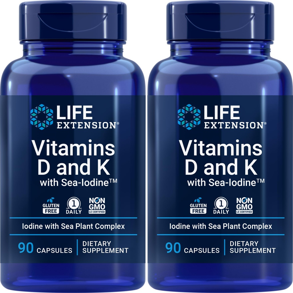 Levensverlenging Vitaminen D en K met Sea-Iodine, 90 capsules