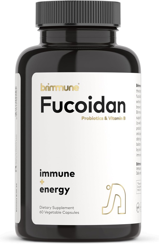Certified Organic Fucoidan 500 mg Pure Atlantic Patagonian, BB536® Probiotica, Fucoidan Specialisten voor meer dan 20 jaar, Immune + Energy, 60 plantaardige capsules (1 fles)