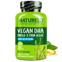 NATURELO Vegan DHA - Omega 3 Oil from Algene - Supplement for Brain, Heart, Joint, Eye Health - Biedt essentiële vetzuren voor vrouwen Mannen en kinderen - Complements Prenatale vitamines - 120 Softgels