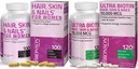 Bronson Hair, Skin & Nails met Biotin Extra Sterkte Vitamine Supplement voor vrouwen + Ultra Biotin 10.000 Mcg