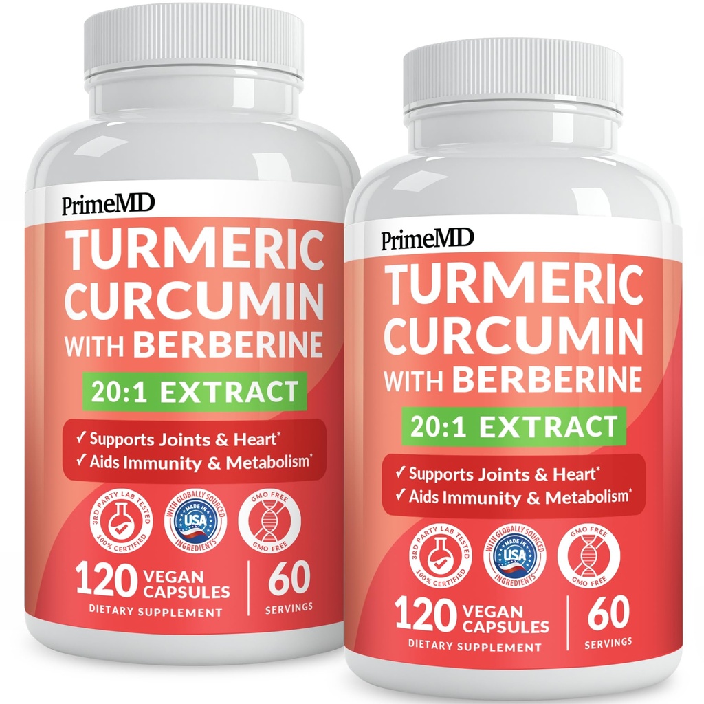 Supplément curcumin 5-en-1 curcumin curcuma biologique (4210mg) avec berbère, ceylan biopérine et gingembre suppléments pour le soutien articulaire, Cœur, Gut et métabolique (120 ct) (paquet de 2)