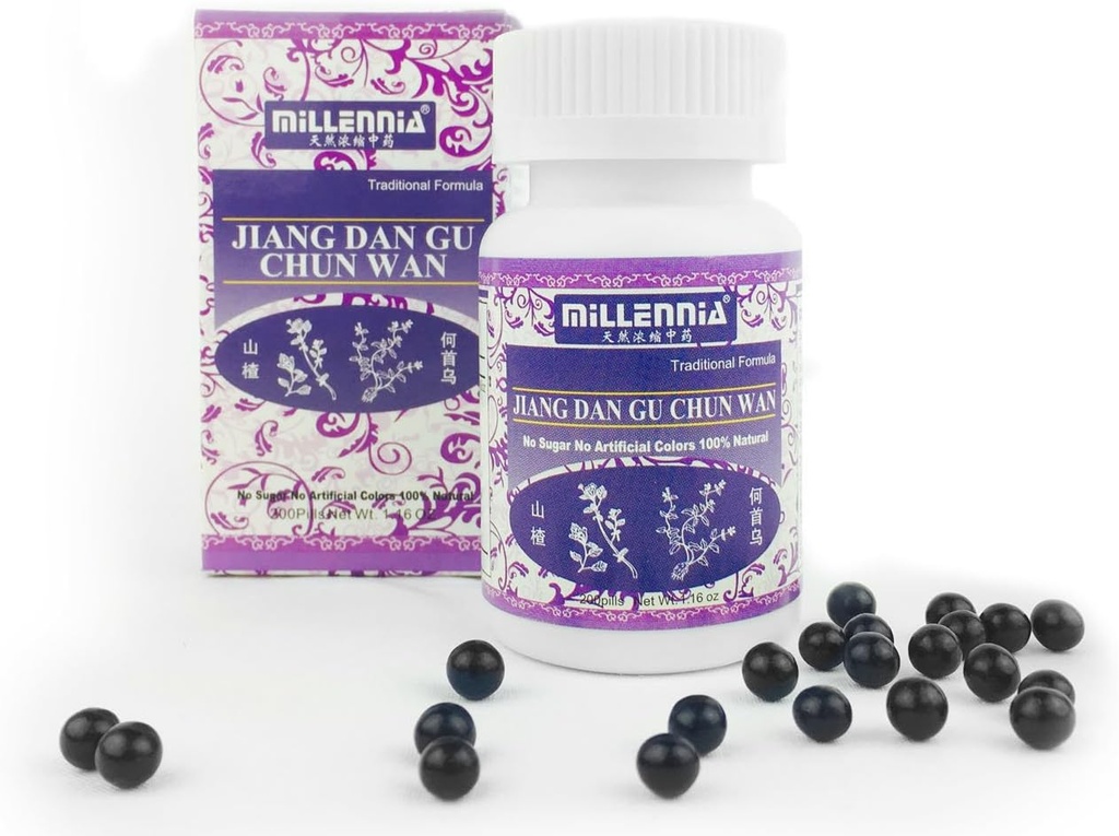 Millennia pilules de supplément à base de plantes pour le cholestérol normal - Jiang Dan Gu Chun Wan - 12 bouteilles (200 pilules/bouteille)