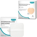 Hydrocolloid Wound Dressing, 10 Pack Ultra Thin 4" x 4" + Ag Silver Sacrum Foam Wound Dressing Bandages Siliconen Lijmrand 7"x7"