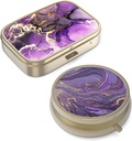 Pill Case Pill Box met Mirror Retro Small Pill Case voor Purse of Pocket Bronzen Pill Box of Vitaminen, Visolie, Supplementen, Pill Bevat reizen Gifts(2PCS)