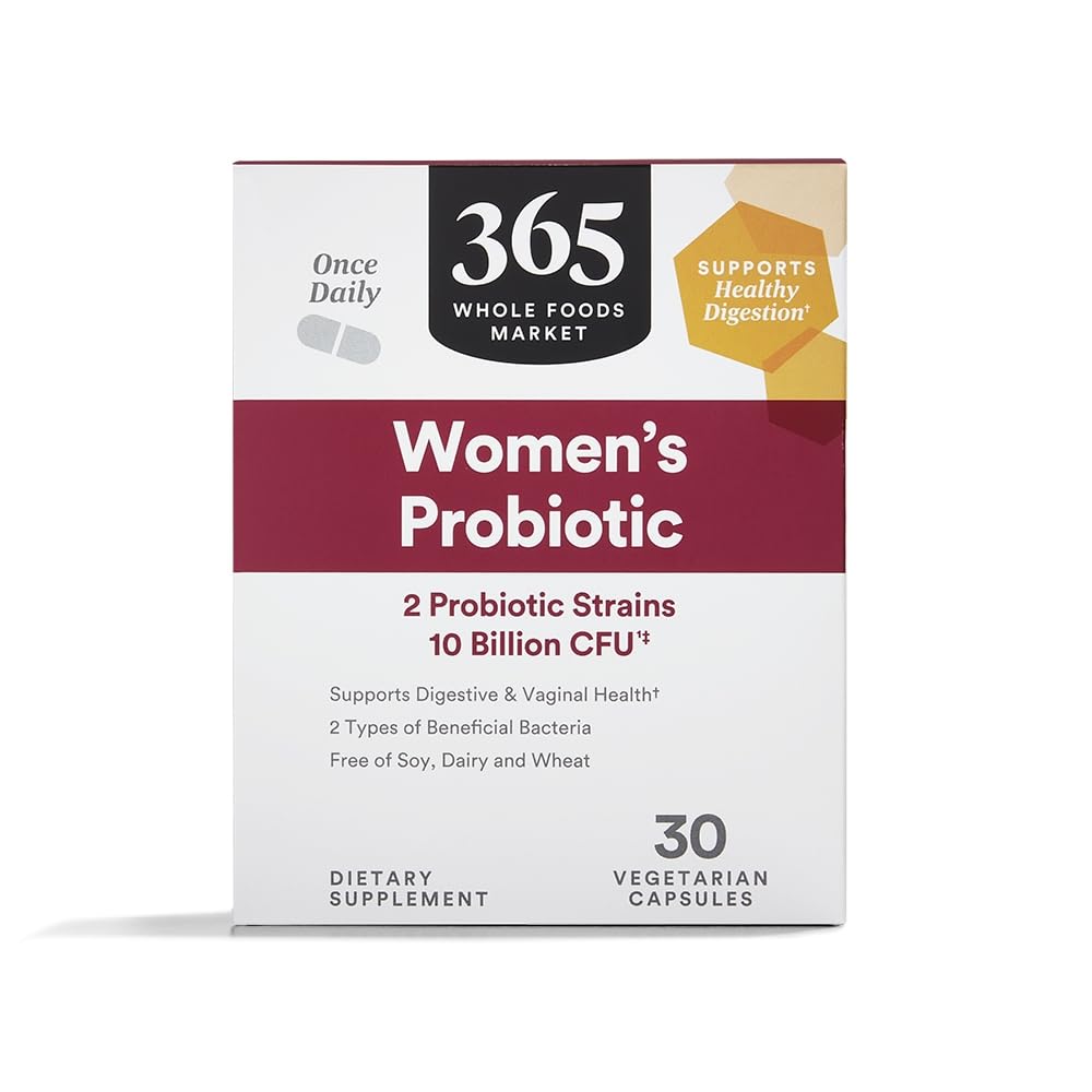 365 door Whole Foods Market, Women's Once Daily Probiotic (Vegetarisch en vrij van soja, zuivel en tarwe), 10 miljard CFU, 30 Tel.