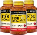 Mason Natural No Burp Fish Oil 1000 mg Omega,3 300 mg, ondersteunt normale hartgezondheid, 100 Softgels (verpakking van 3)