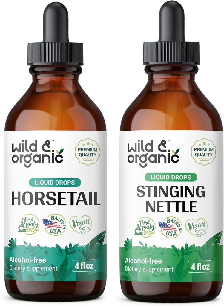 Teinture de queue de cheval sauvage et biologique 4 fl oz & stinging Teinture de racine de papillon 4 fl oz