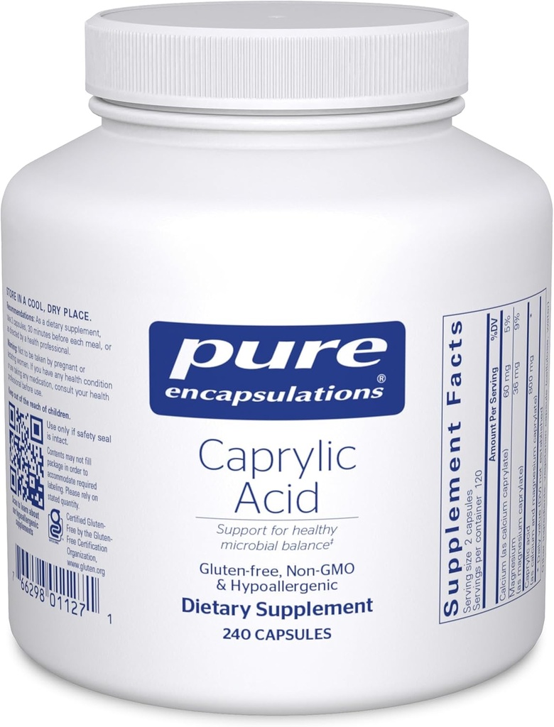 Pure Encapsulaties Caprylzuur Supplement voor darm- en spijsverteringsgezondheid, GI-balans, gastro-intestinale ondersteuning en intestinale gezondheid* 