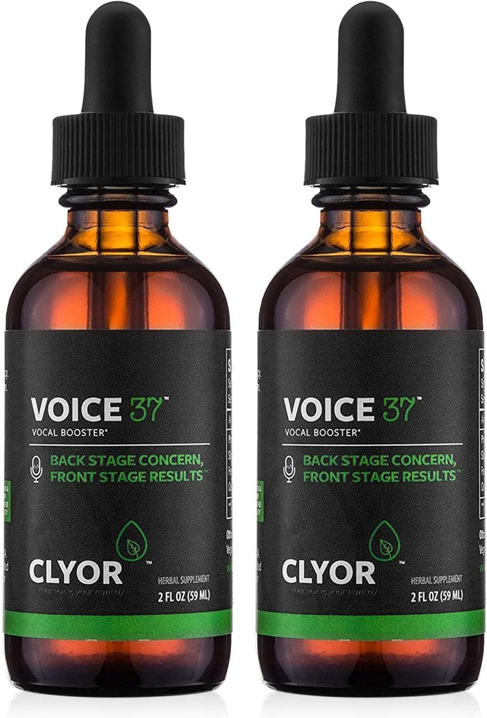 CLYOR Voice37 - Zangers Stem Remedie - 2 Pack All Natural Herbal Vocal Booster Formula to Lubricate Soothe and Relieve Hearseness Dry Itchy Throat - Enhance singing and Speaking - 2 oz - Voice37
