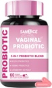Vaginale Probiotica Supplement voor vrouwen, 70 mg Vrouwelijke V-Probiotische Blend(6B CFU), Lactobacillus met Prebiotische & Cranberry Extract voor Vaginale Odor, pH-balans, Organische Prebiotische Supplement(60 Capsules)