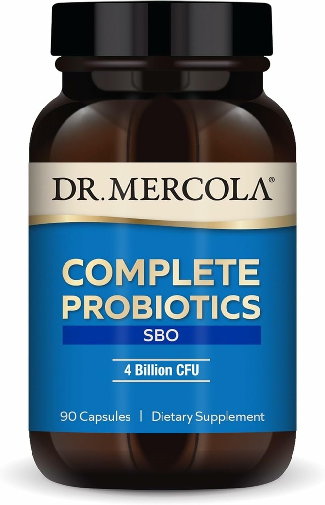 Dr. Mercola Complete Probiotica SBO - 4 miljard CFU - voor Gut Health - Ondersteunt gezonde immuunfunctie - Non-GMO, Glutenvrije & sojavrije - 90 capsules (90 porties)