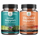 Bundle of Liver Cleanse Detox & Repair Formula and Herbal Thyroïde Support Complex - avec le Thistle de lait Dandelion racine Turmère et extrait d'artichaut - Mood Enhancer supplément énergie pour la santé thyroïde