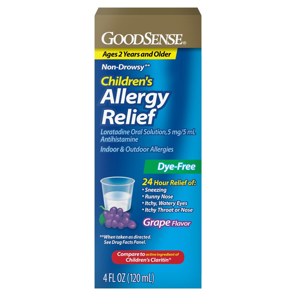 Bon soulagement de l'allergie pour les enfants - Loratadine Solution orale - Arôme de raisin - Antihistaminique non somnolente 24 heures sur 24, 4 Fl Oz