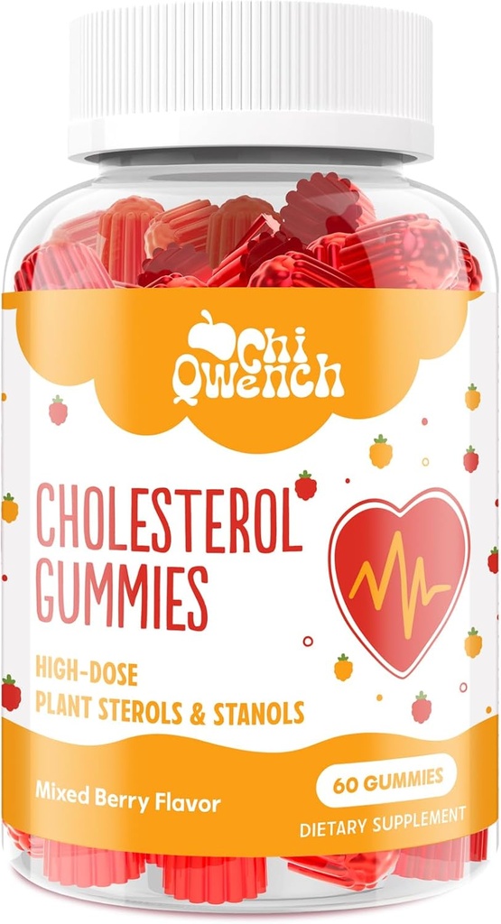 Suppléments de cholestérol avec stérols de 1500 Mg de plantes et de Stanols, gommes de soutien de cholestérol, gommes de complexe de cholestérol, maintient des niveaux normaux, saveur de baie mixte, 60 comte
