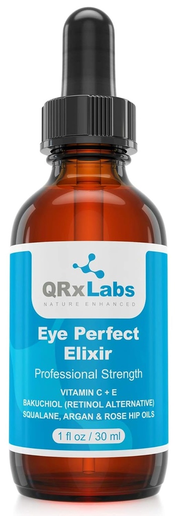 Eye Perfect Elixir - met Bakuchiol (Retinol Alternatief), Pure Argan en Rosehip Oils, Squalane, Vitamine C & E - Best Anti-Aging Treatment Serum voor zakken, gezwollenheid, rimpels, Crow Feet
