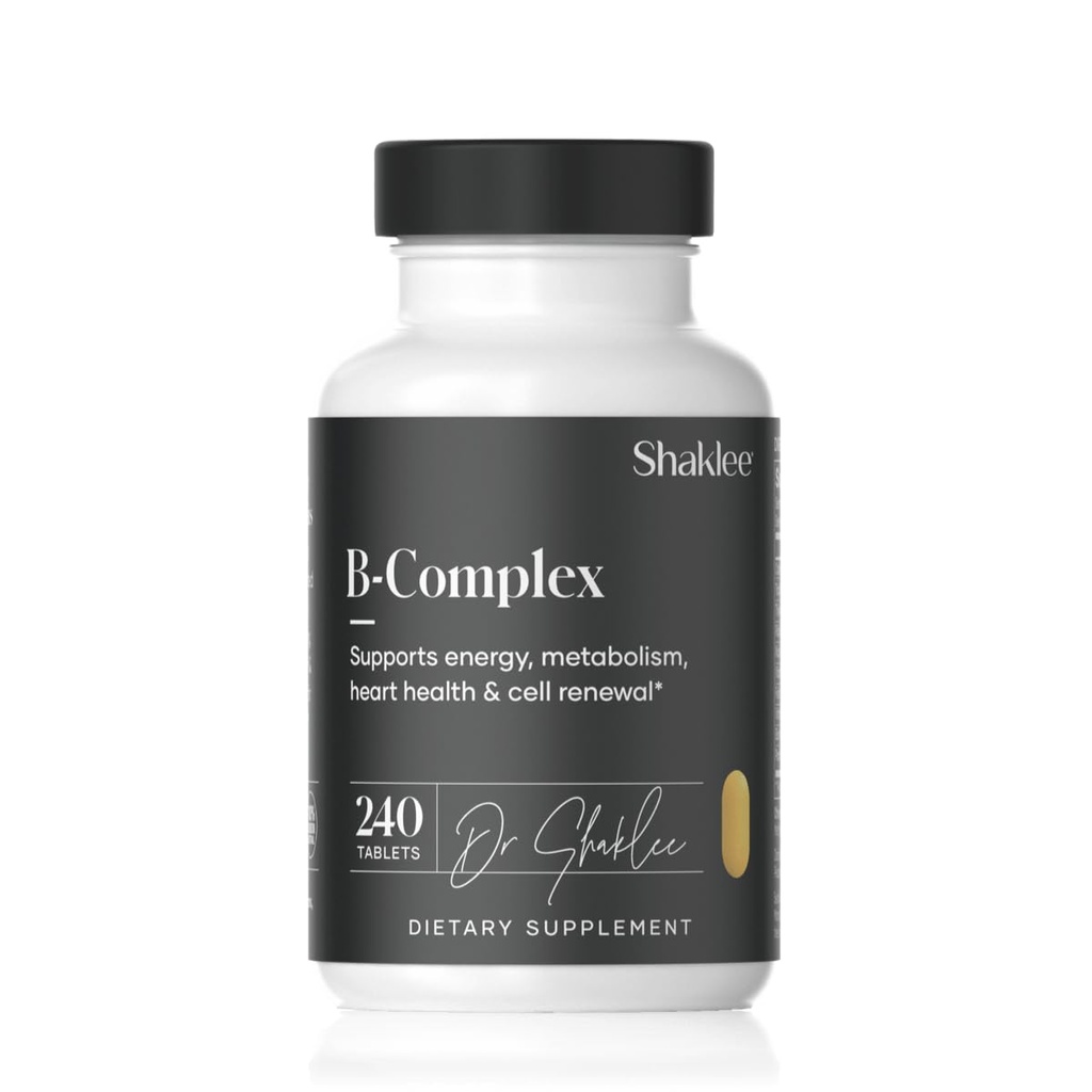 Shaklee - B-Complex- L'optimisation de l'énergie avec le système d'absorption bioactivé brevetéTM - Vitamines B pour améliorer le bien-être - soutient l'énergie, la santé cardiovasculaire et cérébrale - 240 comprimés