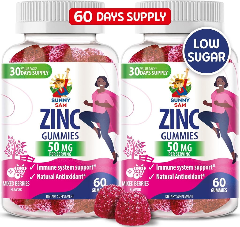 Zink Gummies voor volwassenen - Zink Kauwbare Gummy voor Immune Ondersteuning - Krachtige natuurlijke antioxidant Non-GMO supplement voor kinderen Mannen Vrouw Volwassenen